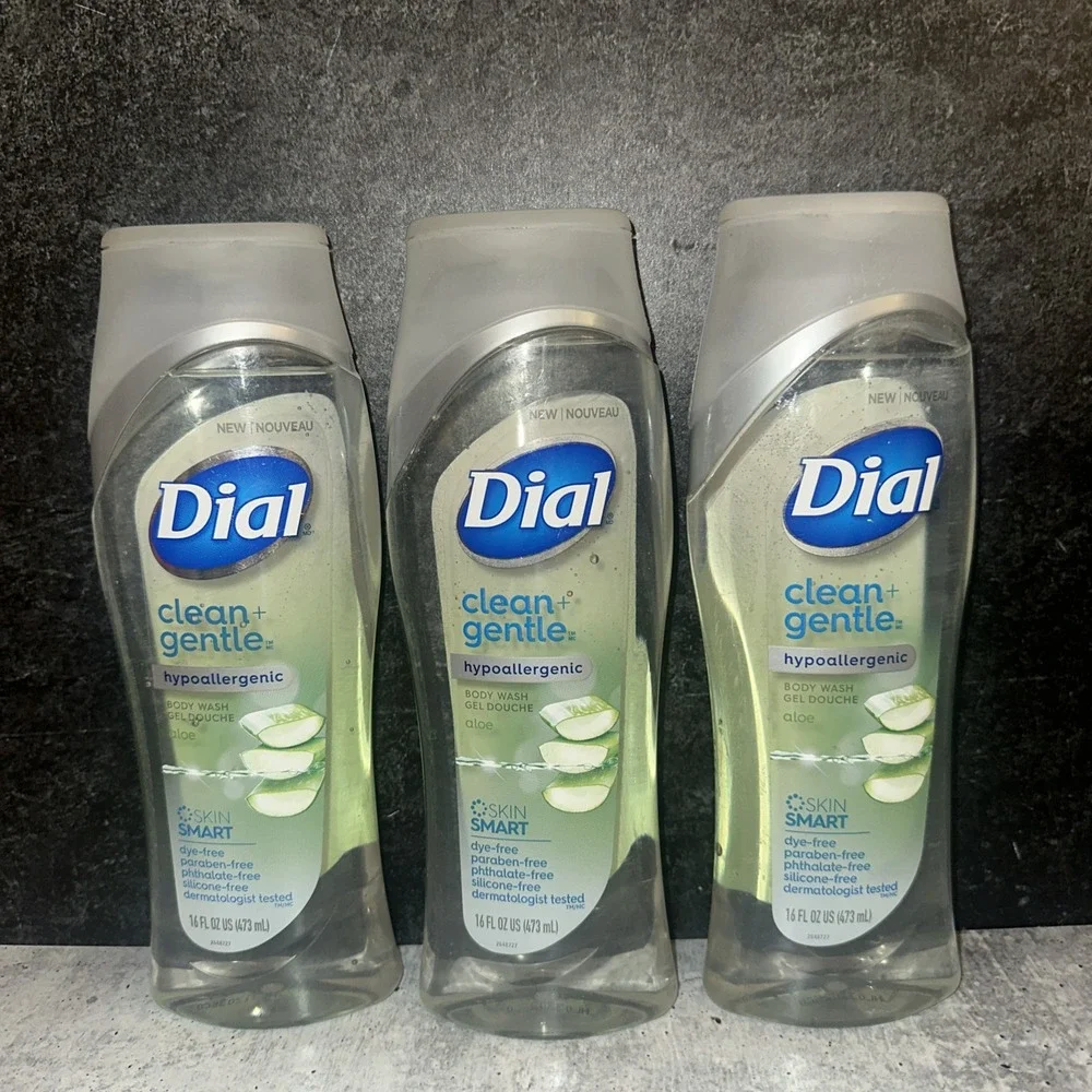3 Lot Dial Clean + Gentle hypoallergenic Body Wash 16 Oz